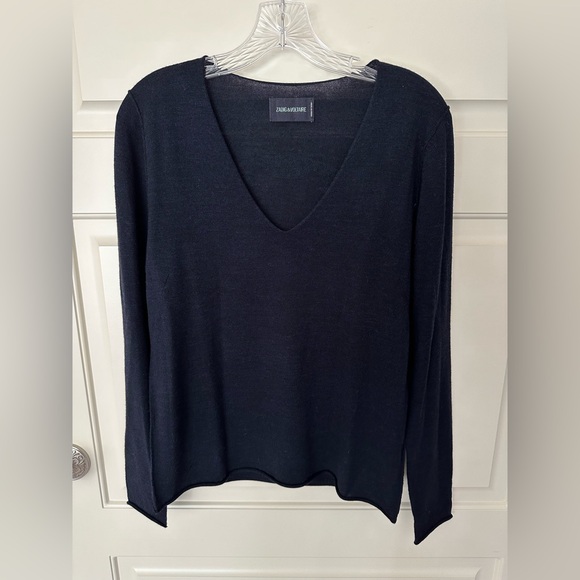 ZADIG & VOLTAIRE Navy/Black Nofsa Merino Wool Skull Sweater NWOT - Picture 7 of 7